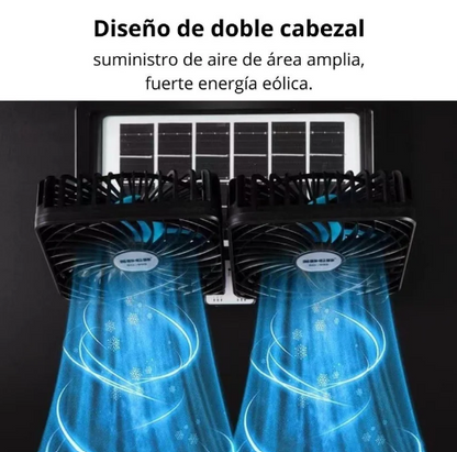 VENTILADOR SOLAR 2 EN 1 DOBLE CABEZAL 360 GRADOS